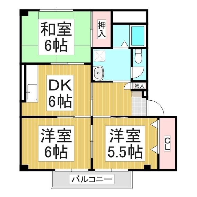 コーポタキザワII(3DK/1階)の間取り写真