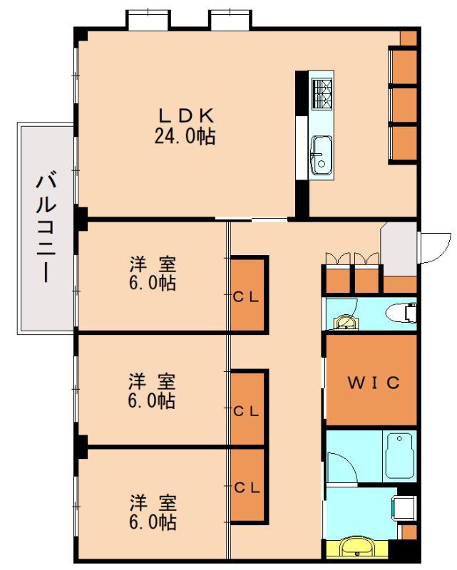 シャトレ南公園(3LDK/2階)の間取り写真