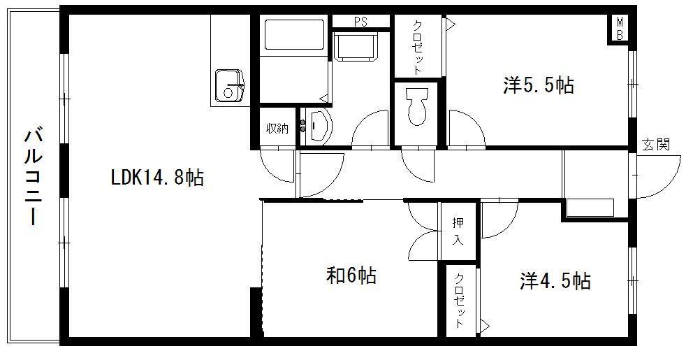 エスペランサAOI(3LDK/3階)の間取り写真