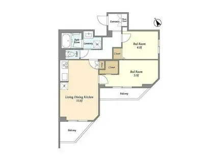 エストゥルース馬込(2LDK/3階)の間取り写真