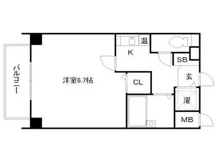 プレサンス京都東山シティライフ(1K/2階)の間取り写真
