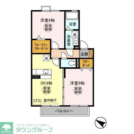 サンパティーク(2DK/2階)の間取り写真