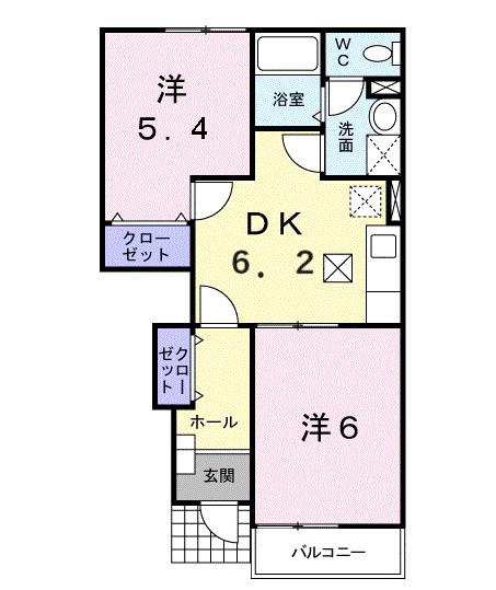 グリーン・コートII(2DK/1階)の間取り写真
