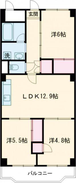 丸の内パークマンション(3LDK/13階)の間取り写真