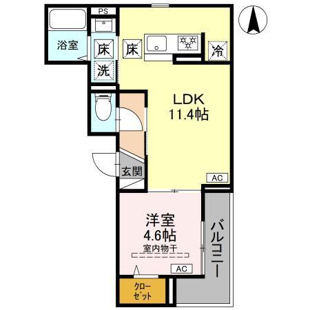 ノーブルラフィネ蕨(1LDK/1階)の間取り写真