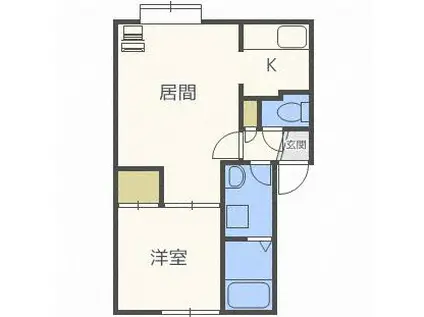 TEANA弐番館(1LDK/2階)の間取り写真