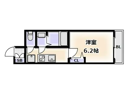 プレサンス難波デヴァンテ(1K/2階)の間取り写真