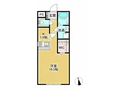 MIRUTEI CARINA(1K/1階)の間取り写真