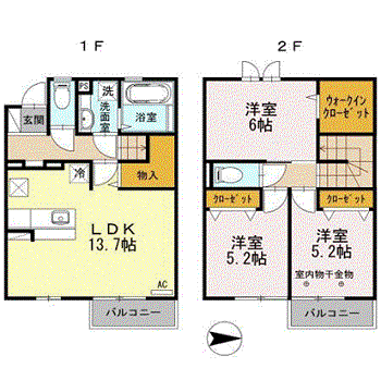 メゾンランタン(3LDK/1階)の間取り写真