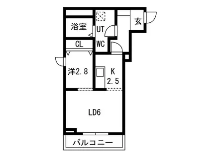 メリディアン利府加瀬壱番館(1LDK/2階)の間取り写真