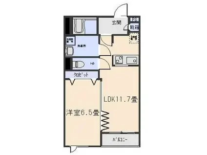 ブライト井の頭A(1LDK/1階)の間取り写真