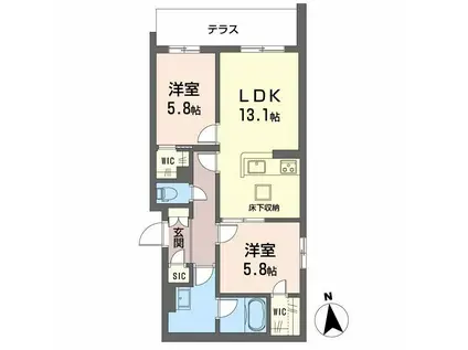 シャーメゾン 東雲 子育て支援(2LDK/1階)の間取り写真