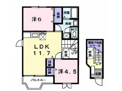 ドリームパレス(2LDK/2階)の間取り写真