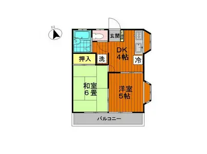 ハイムホーカク(2DK/2階)の間取り写真