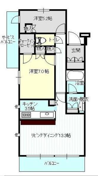 シャリエ安東1丁目(2LDK/2階)の間取り写真