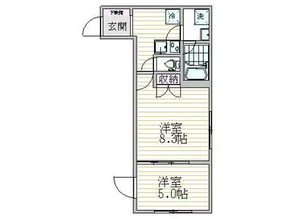 エスジーコートときわ台(2K/2階)の間取り写真