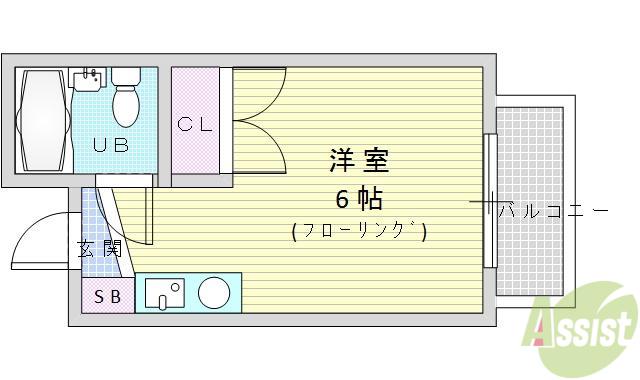 カルム千里山II(ワンルーム/2階)の間取り写真