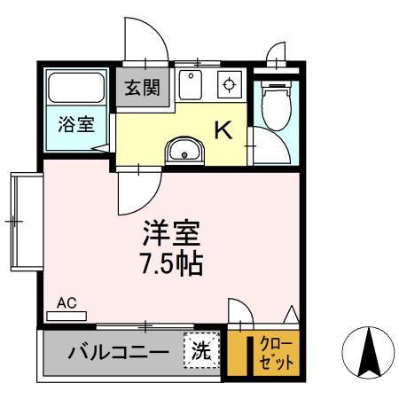 コスモ花園ハイツ(1K/2階)の間取り写真