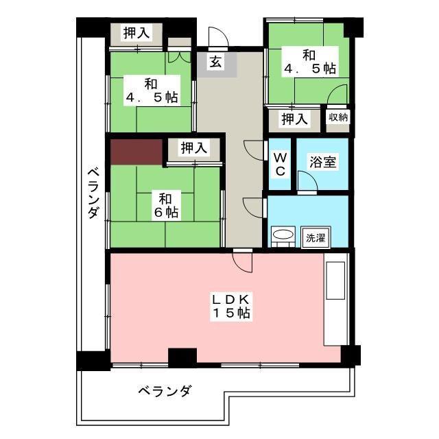 ナンカイ7(3LDK/3階)の間取り写真