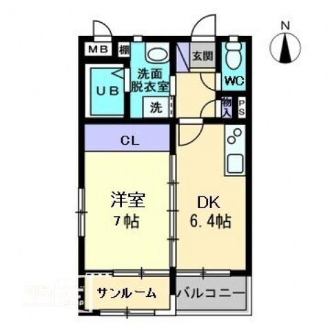 LUONTO KITACHO(1DK/1階)の間取り写真
