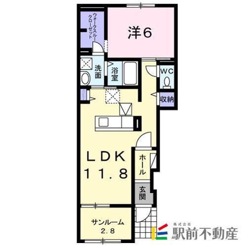 フランフランサクラB棟(1LDK/1階)の間取り写真