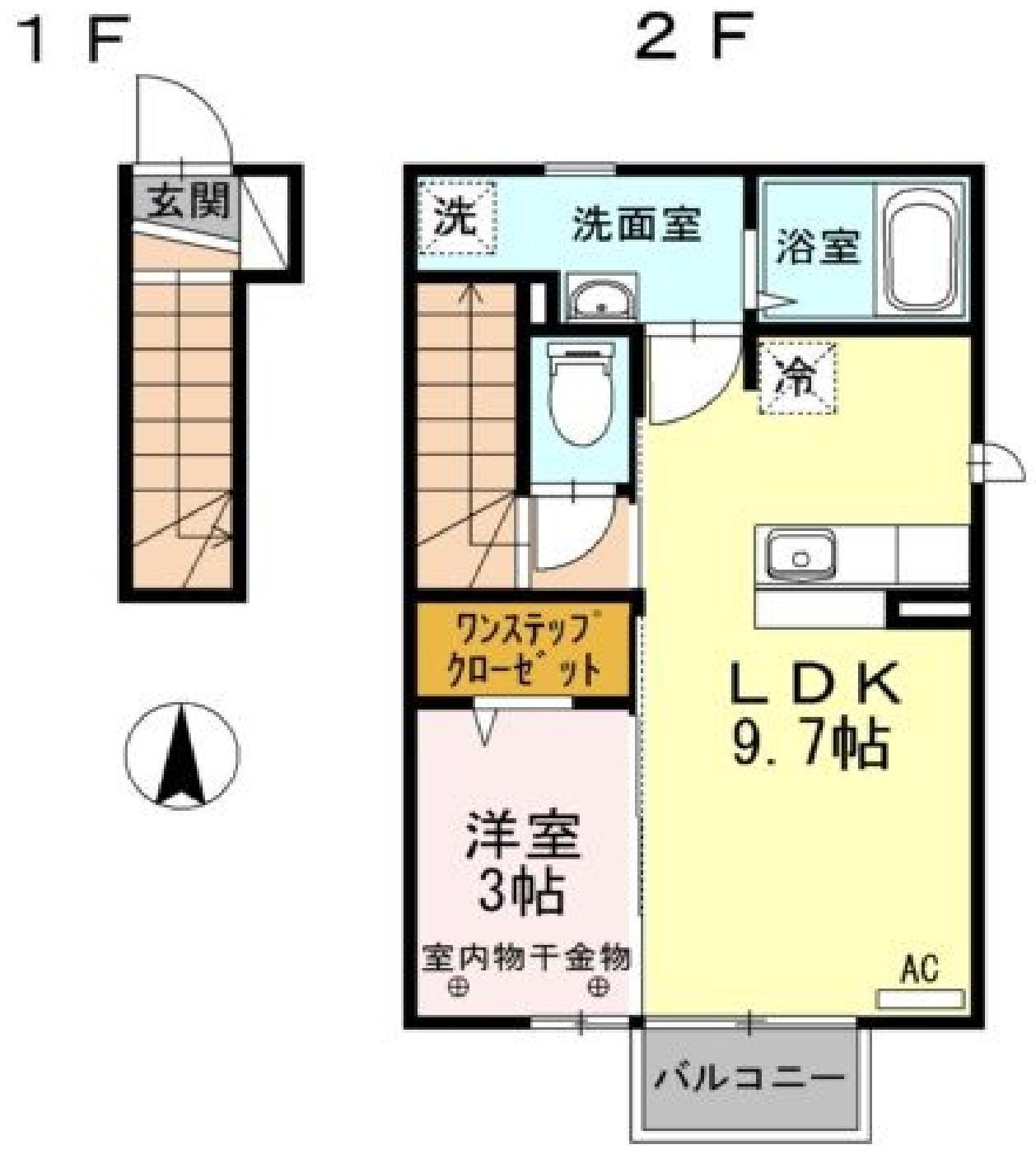 ボヌール(1LDK/2階)の間取り写真