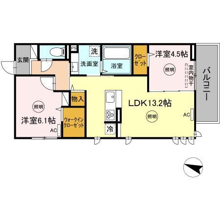 プチエテ花山手(2LDK/2階)の間取り写真