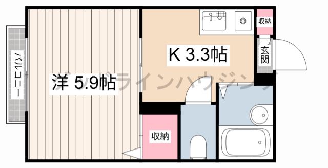 カンパーニュ森本2(1K/2階)の間取り写真