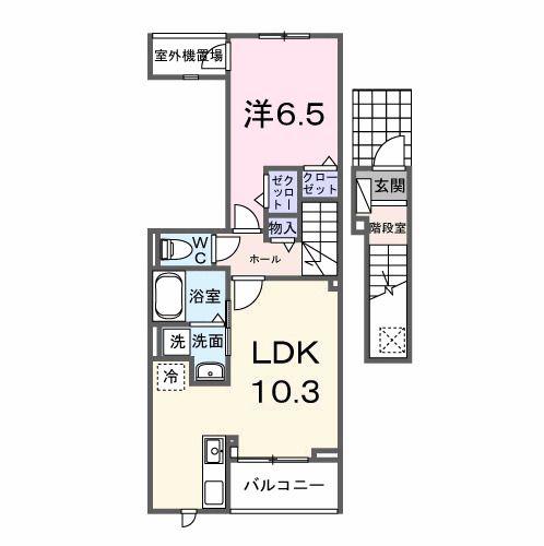 クレッシェンド石ヶ瀬(1LDK/2階)の間取り写真