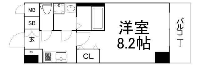 セオリー大阪パーチェ(1K/2階)の間取り写真