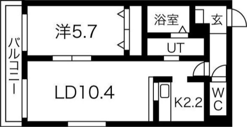 サンコート北7条 弐番館(1LDK/2階)の間取り写真