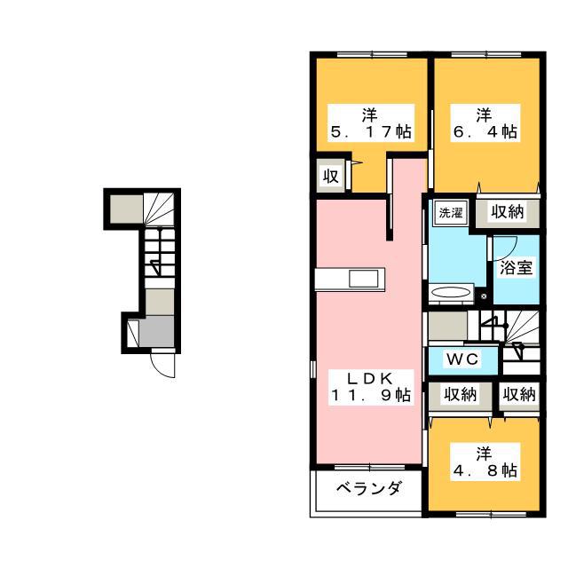 アールプレイス(3LDK/2階)の間取り写真