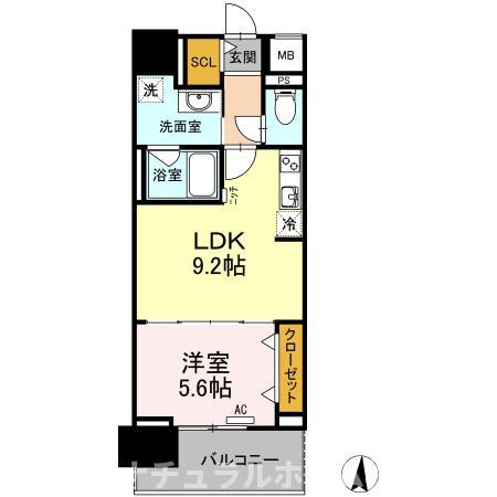 CASA94(1LDK/6階)の間取り写真