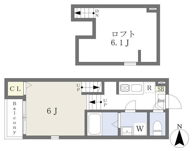 レスピロ長町(ワンルーム/2階)の間取り写真