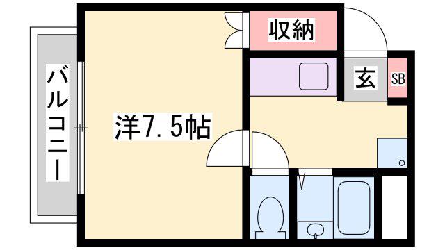 ルークレジデンス姫路III(1K/5階)の間取り写真