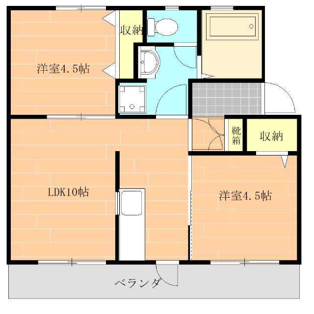 山王団地A(2LDK/4階)の間取り写真