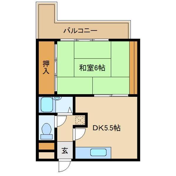 グッドストック東難波(1DK/4階)の間取り写真