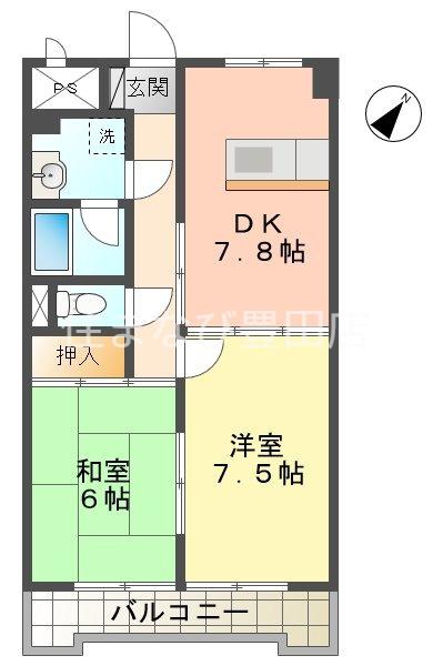 サンヨウハイネス(2DK/1階)の間取り写真