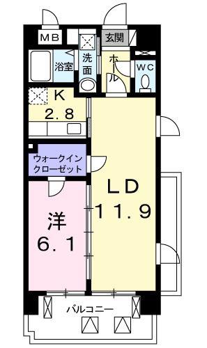 ヴィラージエ(1LDK/4階)の間取り写真