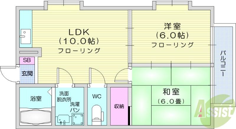 レジデンス庄子(2LDK/2階)の間取り写真