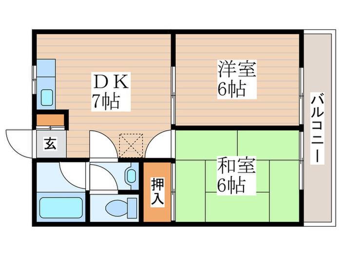 ワコーレエレガンス青梅(2DK/1階)の間取り写真