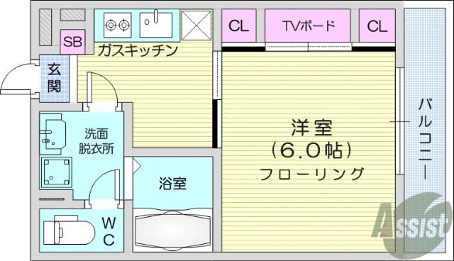 LALLURE(1K/3階)の間取り写真
