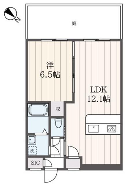ドミールナカノ(1LDK/1階)の間取り写真