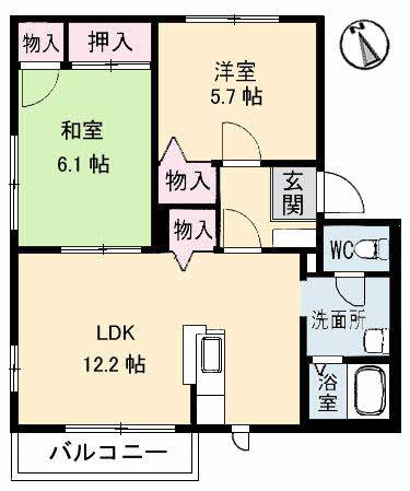 メゾン・サンピュアB棟(2LDK/2階)の間取り写真