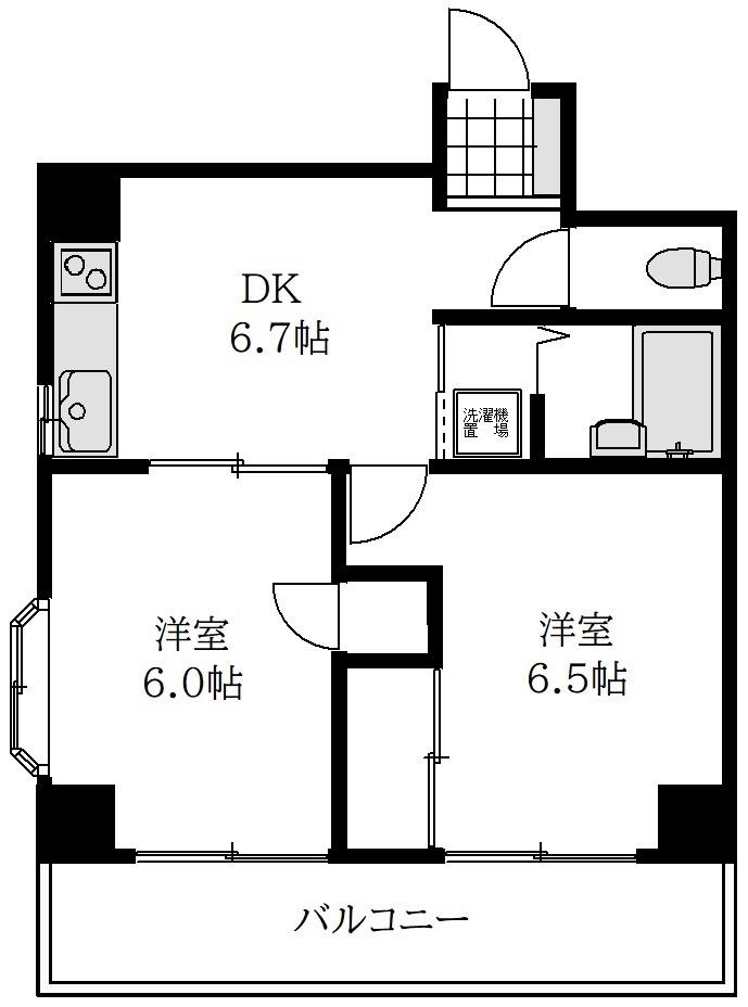 T S GARDEN 入谷(2DK/7階)の間取り写真
