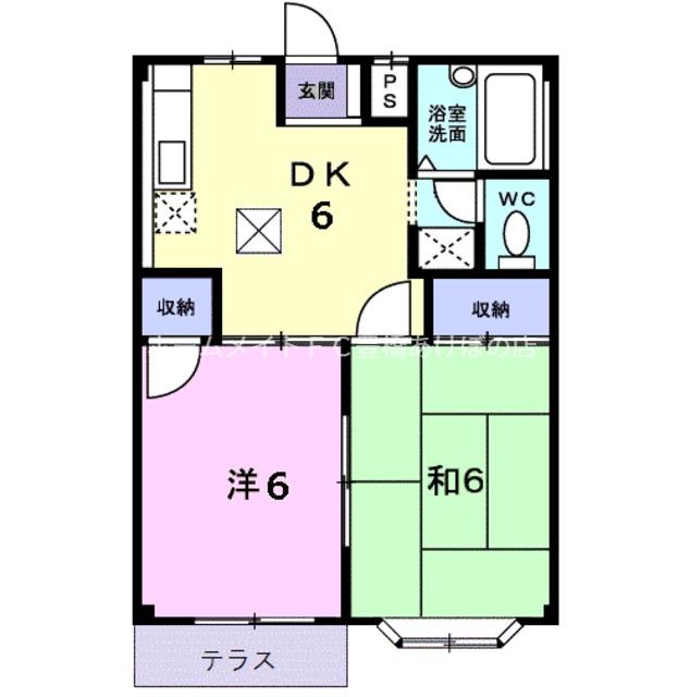 エルディム福井C(2DK/1階)の間取り写真