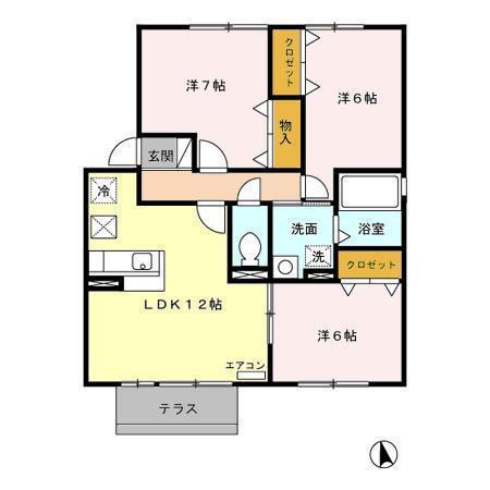 グリーンヒルズ(3LDK/1階)の間取り写真