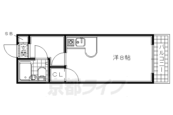 ジョイフル宇治(ワンルーム/1階)の間取り写真