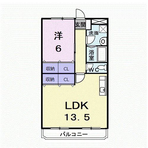 ニューマリッチ羽島(1LDK/2階)の間取り写真