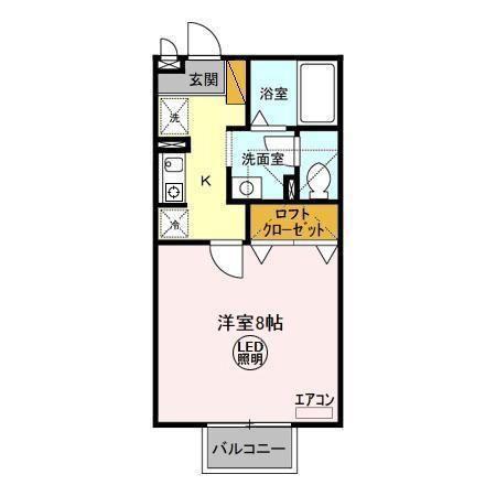 ディアフラッツEBA(1K/2階)の間取り写真